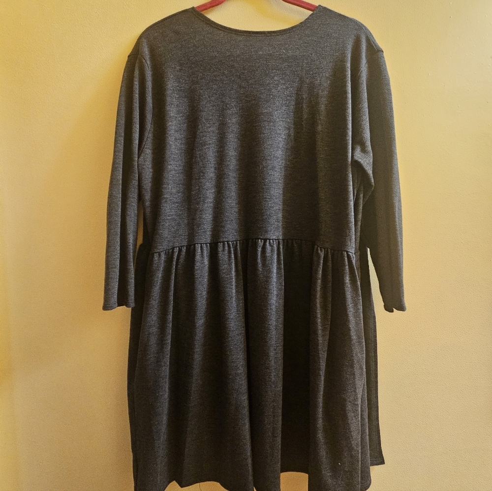 Heimish Solid Ruffle Open Cardigan Grey Pockets - Picture 3 of 4